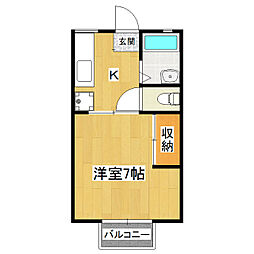 コーポサンシティ 1Kの間取図画像