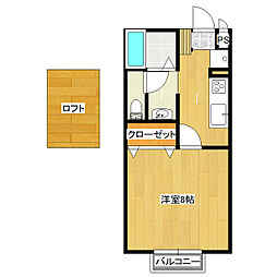 セジュールYOU 1Kの間取図画像