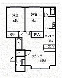 プロビデンスB 2LDKの間取図画像