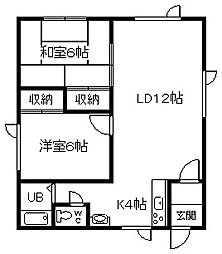 コーポエルム 2LDKの間取図画像