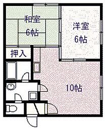 ヤマザキコーポ5・16 2LDKの間取図画像