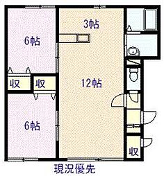 エルミA棟 2LDKの間取図画像