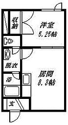 ラミスウエスト 1DKの間取図画像