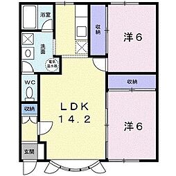 パーク喜多川A 2LDKの間取図画像