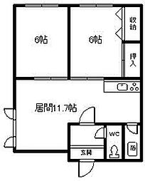 栄ハイツB 2LDKの間取図画像