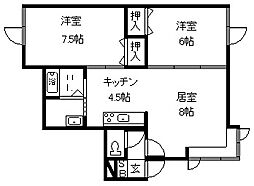 レイグランド7 2LDKの間取図画像