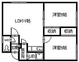 ニアルーム 2LDKの間取図画像