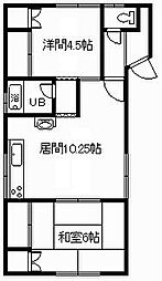水上アパート 2LDKの間取図画像