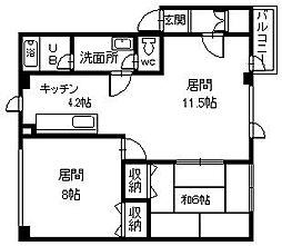 ハイツガーベラB館 2LDKの間取図画像