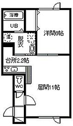 Tiara2 1LDKの間取図画像