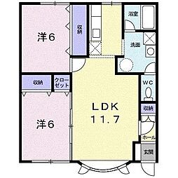パーク喜多川C 2LDKの間取図画像