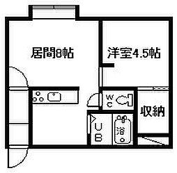 ウエストポイント1 1DKの間取図画像