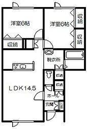 グランコーポ開本B 2LDKの間取図画像