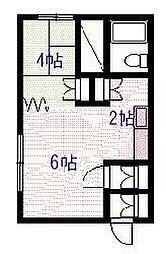 旭町しまハイツ 1DKの間取図画像