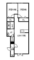 Eukote higashikawa 2LDKの間取図画像