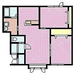 夢ハイツひろ 2LDKの間取図画像