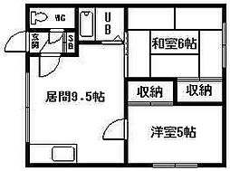 エクセーラ佐久間 2LDKの間取図画像