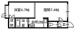 メゾンドール 1LDKの間取図画像