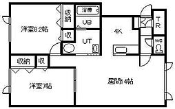 きゃらうぇい2 2LDKの間取図画像