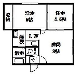 サンシャイン26 2DKの間取図画像