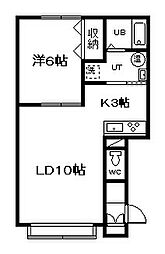コーポハピネスフォー 1LDKの間取図画像