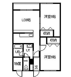 壱番館A 2LDKの間取図画像