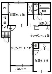 グランデ19 2LDKの間取図画像