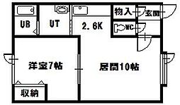グランコーポ開本2 1LDKの間取図画像