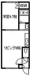 ウエストA 1DKの間取図画像