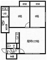 レジュールB 2LDKの間取図画像