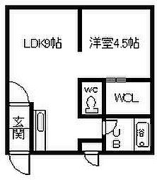 サニーパレス永山 1DKの間取図画像