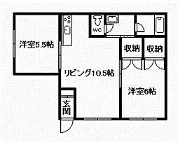 ビームスハイツ 2LDKの間取図画像