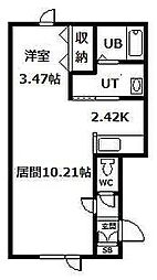 ポラリスBIEI 1DKの間取図画像