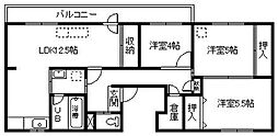 ビレッジハウス春光2 3LDKの間取図画像