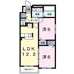 パーク喜多川E 2LDKの間取図画像