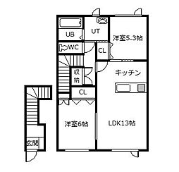 カプチーノ1・6 2LDKの間取図画像