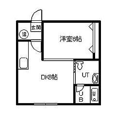 A.Oマンション 1DKの間取図画像