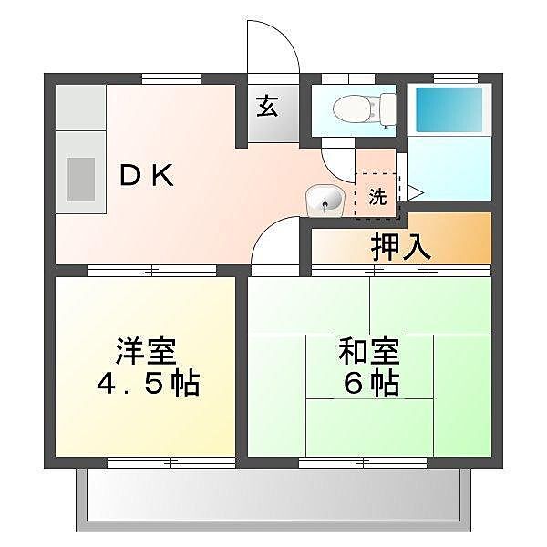 ホワイトハウス春日 ｜広島県福山市伊勢丘3丁目(賃貸アパート2DK・2階・35.91㎡)の写真 その2