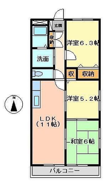 エトワール佐藤 ｜広島県福山市東川口町3丁目(賃貸マンション3LDK・2階・61.29㎡)の写真 その2