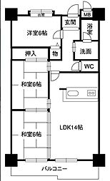 レジデンスマサノ2 3LDKの間取図画像