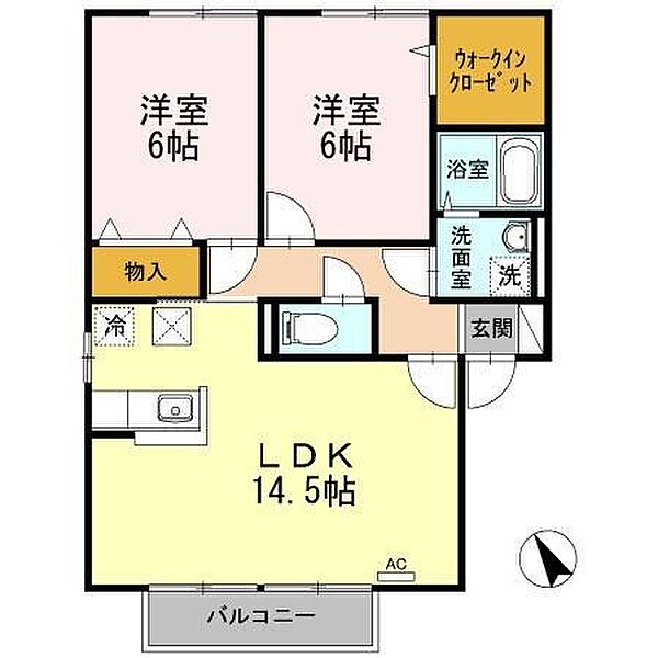 サンモール川口　Ｂ棟 ｜広島県福山市川口町1丁目(賃貸アパート2LDK・1階・62.10㎡)の写真 その2