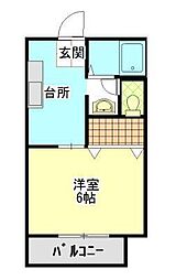 サンライフかもまえ 2階1Kの間取り