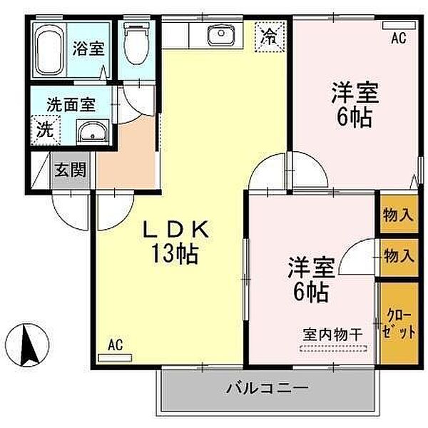 シティーハウス南手城 ｜広島県福山市南手城町3丁目(賃貸アパート2LDK・1階・55.47㎡)の写真 その2