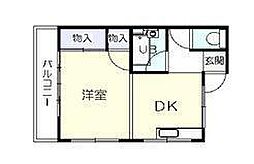 入船マンション 4階1DKの間取り