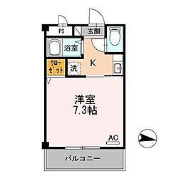 コーポひかり 2階1Kの間取り