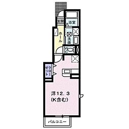 ハートフル 1階ワンルームの間取り