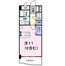 ジュピター・セト 1階1Kの間取り