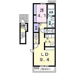 プティ　ヴィラージュ　千田 2階1LDKの間取り
