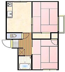 レジデンスうつみA 2DKの間取図画像