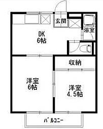 コーポ坂口 2階2DKの間取り